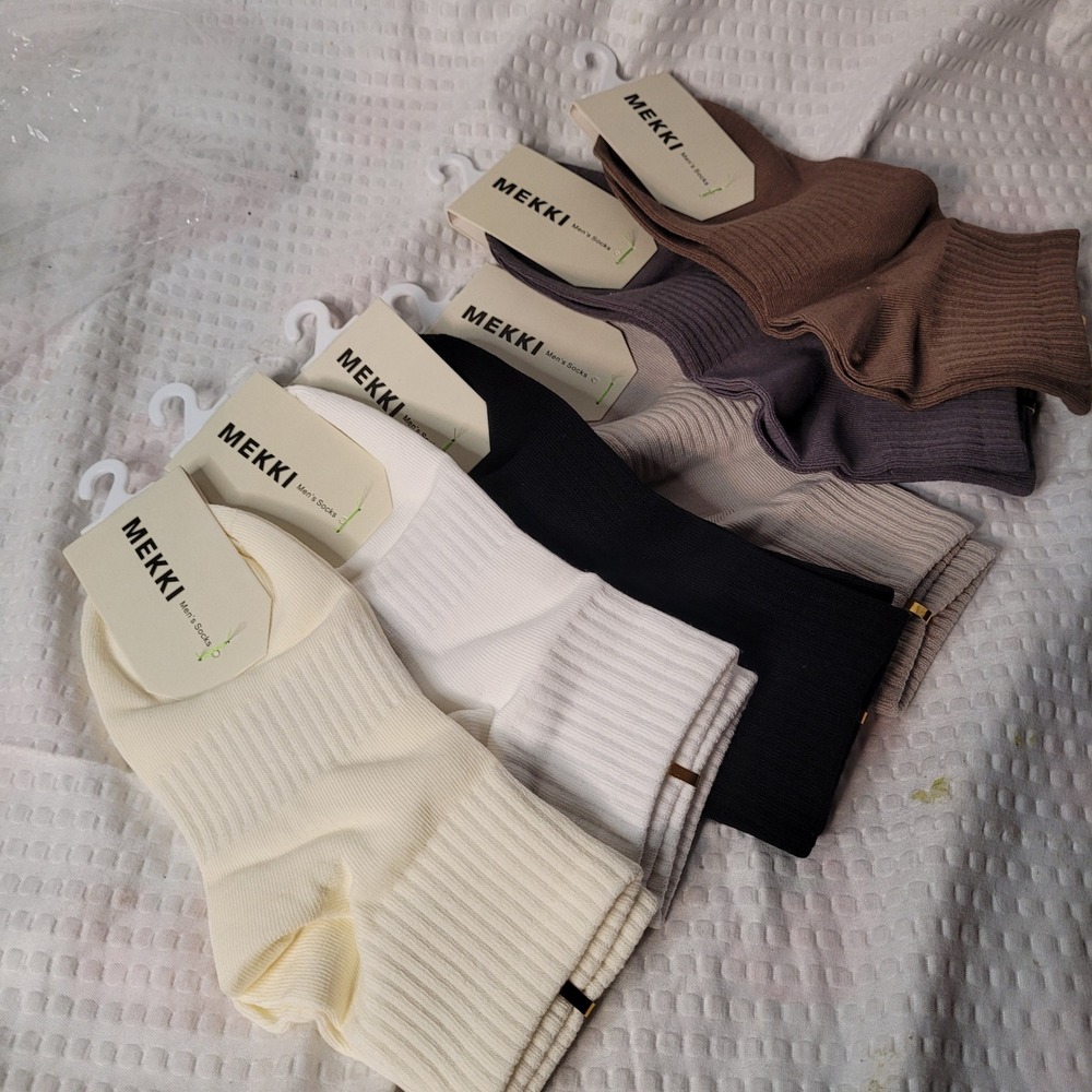 Mekki Mens Ribbed Crew Socks 6 Pair Pack Multi Color Neutral Earth Tones New